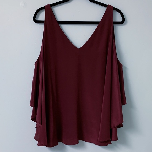 Lavender Brown 100% Silk Cold Shoulder Blouse NWT - Picture 1 of 7